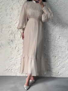 2025 donna elegante leggera stile maturo gonna lunga plissettata abito <span class=keywords><strong>da</strong></span> <span class=keywords><strong>giorno</strong></span> Casual per la primavera vestito <span class=keywords><strong>da</strong></span> donna - Product Image 4