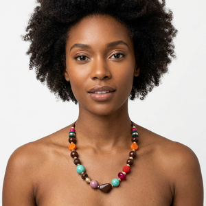 Bohemian Beaded Necklace With Multicolor Natural Stone Round Beads Unisex Jewelry - Product Image 2