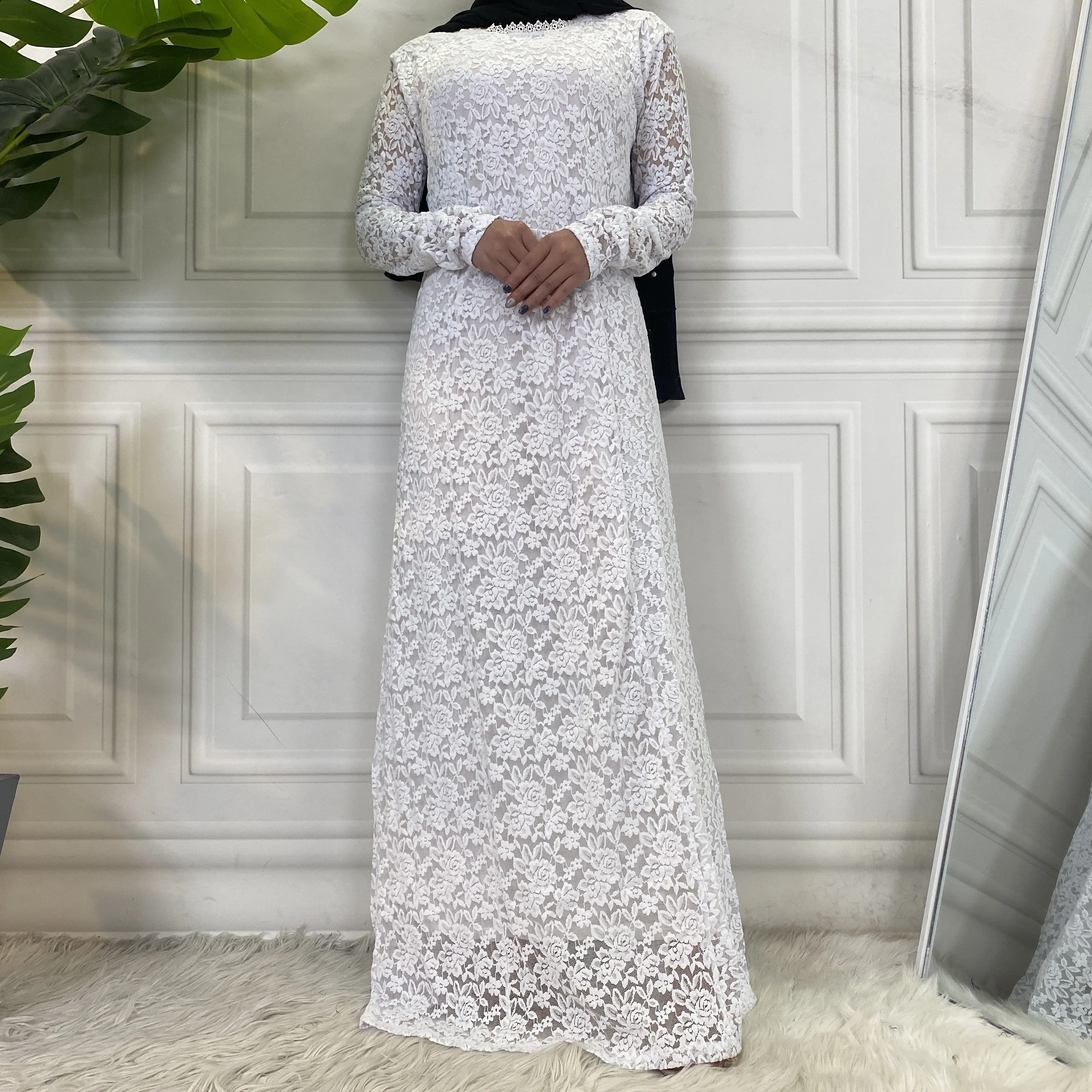 8013#Elegant Wedding  Fashion Lace Party Long Dress - CHAOMENG MUSLIM SHOP