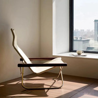 Chaise pliante inclinable de style japonais avec structure en acier inoxydable pour l'extérieur, la maison et les loisirs, chaise individuelle