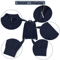 Herren 100% Baumwolle 12GG Strickpullover mit Halbreißverschluss, Stehkragen, Gerippten Bündchen und Saum, Klassischer Business-Casual-Pullover, Winter-Sweater