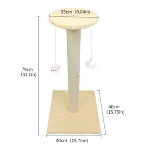 Modern Simple Cream <b>Cat</b> <b>Tree</b> Tower Luxury Basic <b>Cat</b> <b>Scratching</b> Post with Sisal Strap Hanging Ball Kitten <b>Cat</b> <b>Scratching</b> Post - Product Image 3