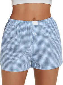 Y2K Beach Pijamas Shorts Gingham Cute Pj Pantalones cortos Plaid Lounge Shorts Sleep Bottoms Elástico Boxers Streetwear - Product Image 4