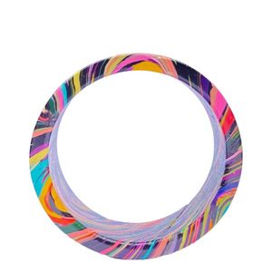 Brazalete de Laca Hecho a Mano Royal Juli Kada con Base Negra Artística y Ondas Coloridas Brillantes, Accesorio de Moda Étnica, 1 Pieza - Product Image 4