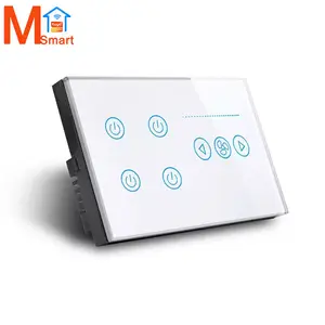 wifi glass panel 4 gang smart light switch and fan switch work with tuya app google home alexa