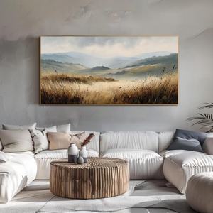 Peinture à l'huile de paysage encadrée, peinte à la main, art mural pour la décoration des couloirs et entrées d'hôtels de charme - Product Image 6