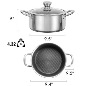 Three Layer Stainless Steel Soup Pot With Lid <b>Induction</b> Compatible Hand Wash Only - Product Image 2