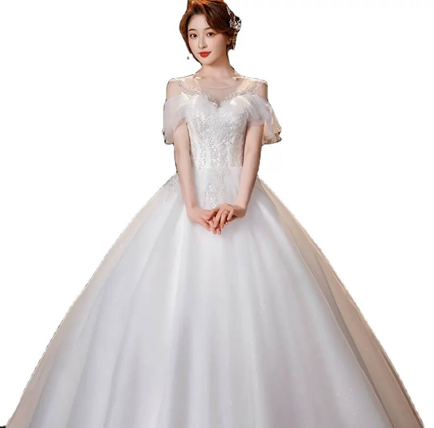 Plus Size Fashion Elegant 2023 New Sweep Luxury Train Light semplici abiti da sposa economici