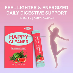 Boisson Naturelle Marque Blanche pour Nettoyage Doux du <span class=keywords><strong>Côlon</strong></span> – Boisson Nettoyante Happy Cleaner 14 Sachets Saveur Citron – Complément Alimentaire pour la Santé Digestive - Product Image 1