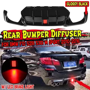 High Quality Car Rear Bumper Splitter Lip Spoiler <b>Diffuser</b> Guard W/ <b>Led</b> Brake Light for BMW F10 528i 530i M Sport 2010-2016 - Product Image 1