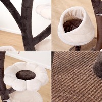 Tasarımcı Sisal Kedi Ağacı Botanik Temalı 2 Katlı Çevre Dostu Yapı Dinlenme Bölmeleri Tırmalama Yüzeyleri Yükseltilmiş Manzaralı Noktalar