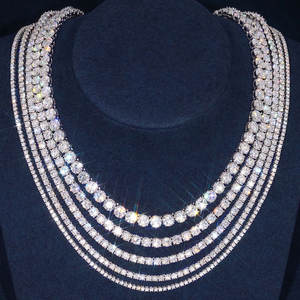 MON01 Collane Tennis in Moissanite VVS <span class=keywords><strong>Argento</strong></span> <span class=keywords><strong>925</strong></span> con Diamanti da Laboratorio da 2mm 3mm 4mm, Gioielli Hip Hop Iced Out, Supera il Test per Diamanti, Pronta Consegna - Product Image 1