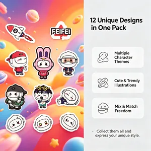 Cute Cartoon Vinyl Stickers Irregular Shape Strong <b>Stickiness</b> for Daily Essentials - Product Image 4