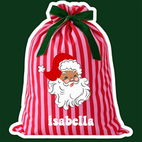 Sacs de Noël en toile rayés rose et rouge de luxe, modernes, avec nom et ruban personnalisables pour filles et garçons