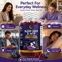 Gummies OEM à marque privée 5-HTP pour le sommeil, 6mg de mélatonine, GABA, magnésium, B6, soutien relaxant nocturne, 60 unités