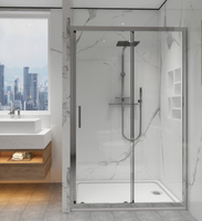 Salle de douche carrée en aluminium avec cadre poli et cabine de douche coulissante en verre trempé vente directe du fabricant