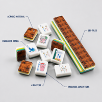 Ensemble de Mahjong de Luxe Personnalisé OEM en Acrylique, 160 Tuiles Gravées, Cadeau de Fêtes, Voyage de Fin de Semaine, Noël, Famille, Qualité Supérieure
