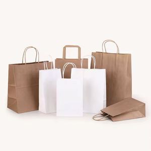 Wholesale Custom Kraft <b>Paper</b> Bags Brown White Design for Party Wedding or Gift for Promotion and Packaging with Own Logo - Product Image 5