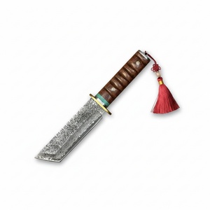 Cuchillo de bolsillo de hoja fija Watchmen de acero de Damasco de alta calidad con mango de madera DIY y hoja de acero inoxidable, personalizable OEM para camping - Product Image 1