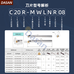 ด้าซาน ที่จับเครื่องมือเจาะซีเอ็นซี รุ่น S25R MWLNR08 รูปทรงพีช 95 องศา ป้องกันการสั่นสะเทือน สำหรับงานกลึงโลหะ - Product Image 5