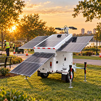 Tour d'éclairage solaire sur remorque alimentée en courant continu, 96000 lumens LED, pour chantiers et événements