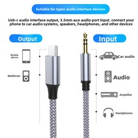 Kabel Audio Type-C ke 3.5mm Adaptor AUX Mobil Jack Headphone dengan Konduktor Tembaga untuk Sistem Audio Dalam Mobil dan Ponsel