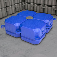 HiSea Dock Cube de ponton flottant bleu sur mesure en moulage rotatif, haute flottabilité, en PEHD, capacité de charge de 350 kg/m pour pisciculture