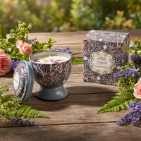 Boîte cadeau de décoration d'intérieur avec bougie en forme de coupe en étain à fleurs séchées aromathérapeutiques à la rose, parfumée à la rose