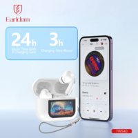 Earldom ANC ENC tws earbud dengan LCD Digital, headphone In-Ear nirkabel dengan layar kontrol sentuh LCD kualitas tinggi peredam bising