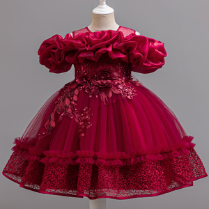 Robe de princesse superposée haut de gamme pour filles 2026, costume de demoiselle d'honneur en maille pour fêtes d'anniversaire d'enfants, spectacles de piano, mariages - Product Image 3