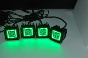 Luz de Trabajo LED Misunauto Serie Flow Halos Offroad RGB Pod 3" Cuadrado <span class=keywords><strong>Halo</strong></span> Spot/<span class=keywords><strong>Flood</strong></span>/Combo Beam 12V Pre-Ensamblado - Product Image 4