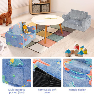Canapé pour enfants, tabouret de lecture en tissu sur le thème des dinosaures, mousse haute densité, à partir de 3 ans - Product Image 5
