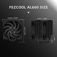 FEZCOOL AL660 Pendingin Udara CPU Dual-Tower PWM Kipas Rendah Kebisingan Bantalan Cairan Pengikatan Tembaga-Aluminium Kompatibel 1700/AM4/AM5 Tanpa Lampu