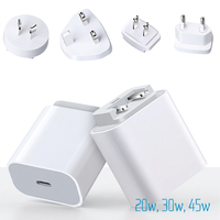 Chargeur rapide USB-C PD GaN interchangeable (prise murale UE, US, UK) 20W 25W 30W 35W 45W pour Apple iPhone 12 13 14 15 16 17