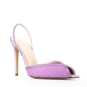 Trending Ladies Shoes 2024 Nude Pink Purple Mesh Slingback Stiletto <b>Sandals</b> - Product Image 2