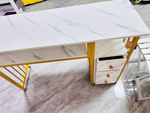 Table à ongles moderne en marbre avec tiroirs, station de manucure contemporaine pour mobilier de salon - Product Image 5