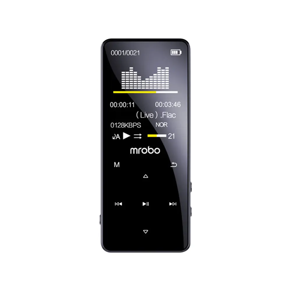 Bluetooth 5,0 Reproductor de música MP3 Pantalla táctil completa de 1,8 pulgadas Altavoz incorporado HIFI Walkman con FM E-book Podómetro Grabación