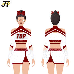 Cô Gái Thời Trang Phong Cách Spandex Sexy Rhinestone Trắng Cổ Vũ Váy Màu Xanh Thanh Niên Cổ Vũ Trang Phục Dài Tay Áo Cổ Vũ Bộ Đồng Phục - Product Image 2