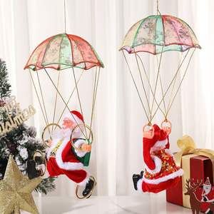 Decoraciones y regalos navideños creativos: Papá Noel eléctrico musical montado en el techo, saltando y bailando con paracaídas. - Product Image 4