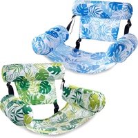Fauteuil flottant gonflable en gros, motif feuille tropicale, avec dossier, pour piscine, plage, détente estivale et fêtes