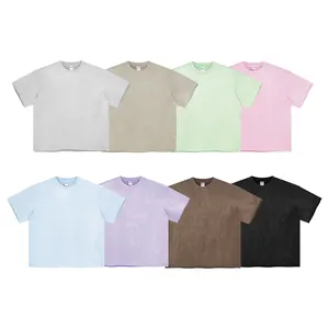 Großhandel 100 % Baumwolle 360 g schwergewaschenes einfarbiges T-Shirt Übergröße Herren Kurzarm Übergröße T-Shirt
