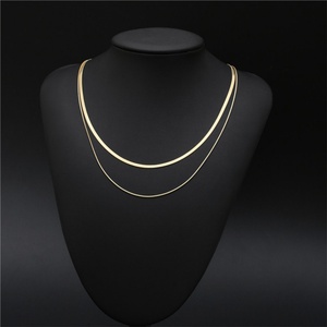 Wholesale Herringbone Chain 18K Gold Plated <b>Choker</b> Necklace Jewelry Stainless Steel Customized Snake Chain Women Necklace - Product Image 3