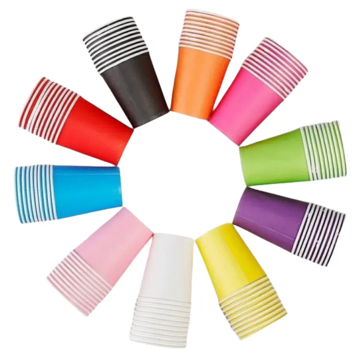 10 pcs/set Whole sale Single wall Colorful coffee water cup Art project DIY handwork paper cup waterproof