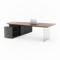 Table de bureau de luxe moderne en Mdf avec étagère en bois massif blanc en forme de L Bureau de direction pour patron à vendre