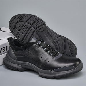 Chaussures décontractées pour hommes en cuir véritable, bout rond, à lacets, légères, semelle extérieure en caoutchouc, semelle intermédiaire en EVA, doublure en mesh - Product Image 2