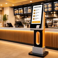 Kiosco de Pago con Pantalla Táctil Sinmar de 24 Pulgadas, Diseño Hueco con Iluminación LED para Interiores, Máquina de Autoservicio con Impresora Térmica