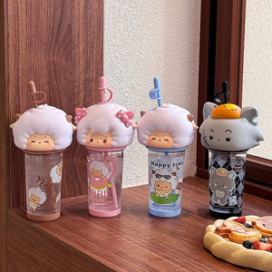 Gobelet en plastique Zuo Mu Pleasant Goat 500 ml réutilisable avec paille pour enfants, cadeau Printemps 2025 - Product Image 2