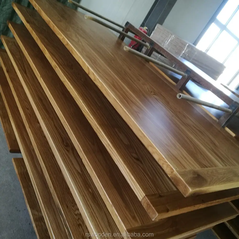 エッジ成形テーブルトップ中国デザイングレー木製キッチンハンドポリッシュ