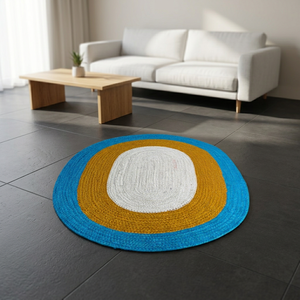 Tapis en jute tressé ovale abstrait moderne, fait main, écologique, antidérapant, adapté aux animaux domestiques, lavable, style bohème rustique pour salon et chambre - Product Image 4