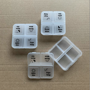 Giá rẻ biểu tượng tùy chỉnh tùy chỉnh vuông 4 ngăn nhựa <span class=keywords><strong>Pill</strong></span> Box trường hợp bán buôn - Product Image 4